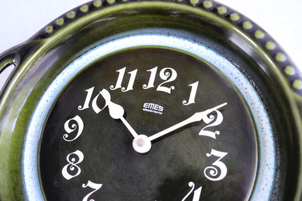 EMES, Deep Green Vintage Ceramic Wall Clock - Image 2