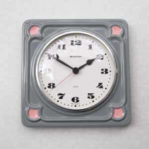 JUNGHANS Vintage Ceramic Clock, Gray and Pink, W.Germany