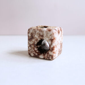 Vintage Fat Lava Ceramic Cube Vase
