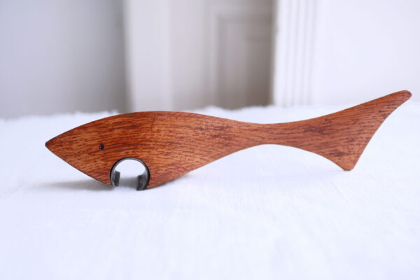 Vintage Teak Wood Shark-Shaped Bottle Opener