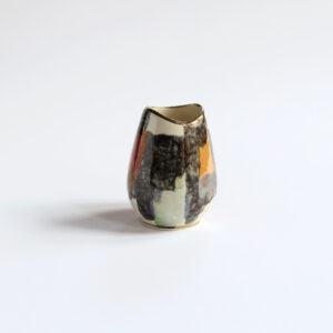 Small Ceramic Vase with Gold Rim