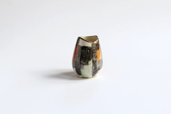 Small Ceramic Vase with Gold Rim