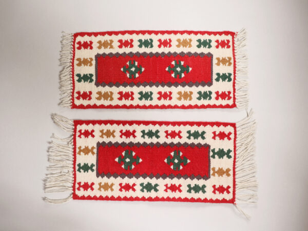 Set of 2 Vintage Kilim-Style Wool Mini Rugs - Image 2