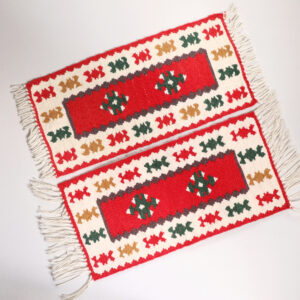 Set of 2 Vintage Kilim-Style Wool Mini Rugs