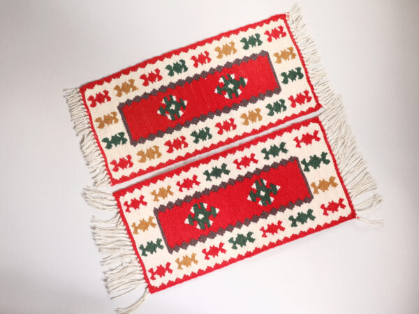 Set of 2 Vintage Kilim-Style Wool Mini Rugs