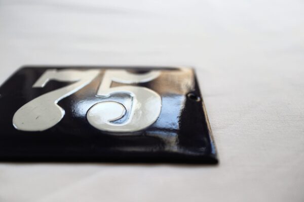 Vintage Enamel House Number Plate "75" - Image 2