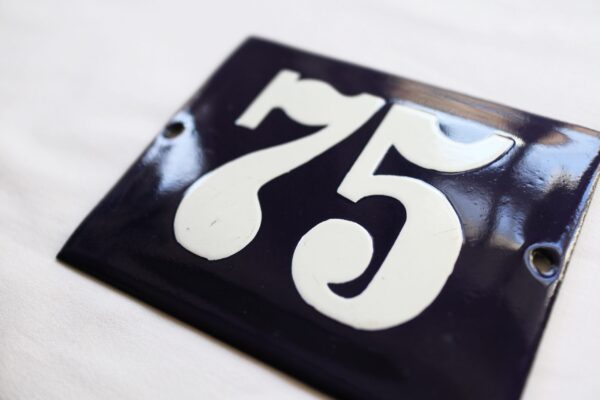 Vintage Enamel House Number Plate "75" - Image 5