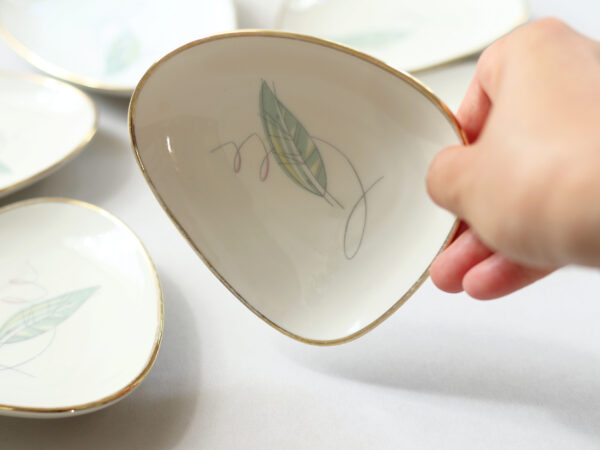 Vintage Leaf Motif Porcelain Side Dish Set – Bavaria - Image 2