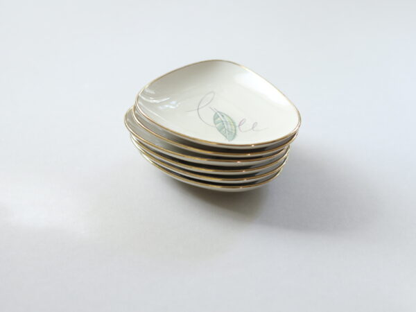 Vintage Leaf Motif Porcelain Side Dish Set – Bavaria - Image 5