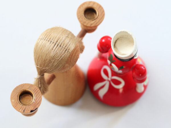 Vintage Wooden Candle Holder & Hungarian Folk Doll - Image 3