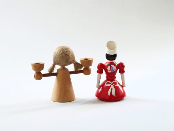 Vintage Wooden Candle Holder & Hungarian Folk Doll - Image 2