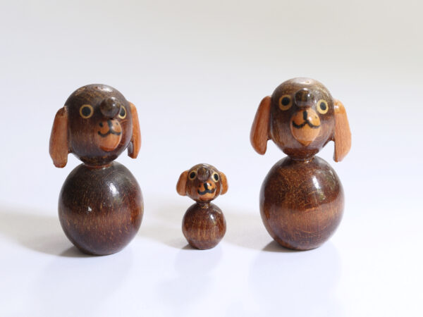 Vintage Wooden Dog Figurine Trio - Image 2