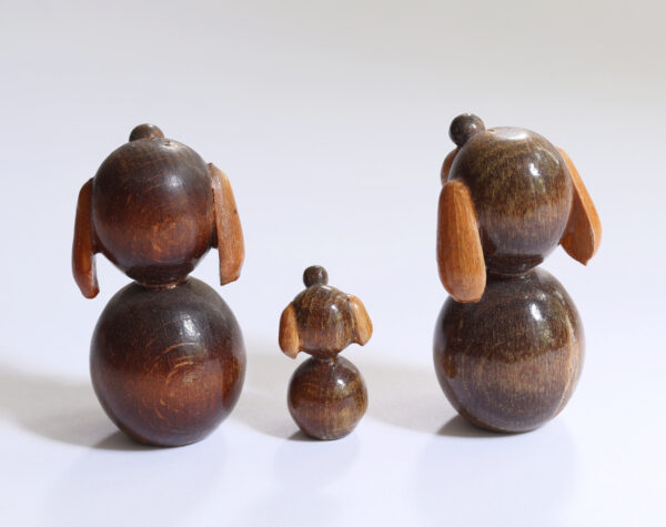 Vintage Wooden Dog Figurine Trio - Image 4