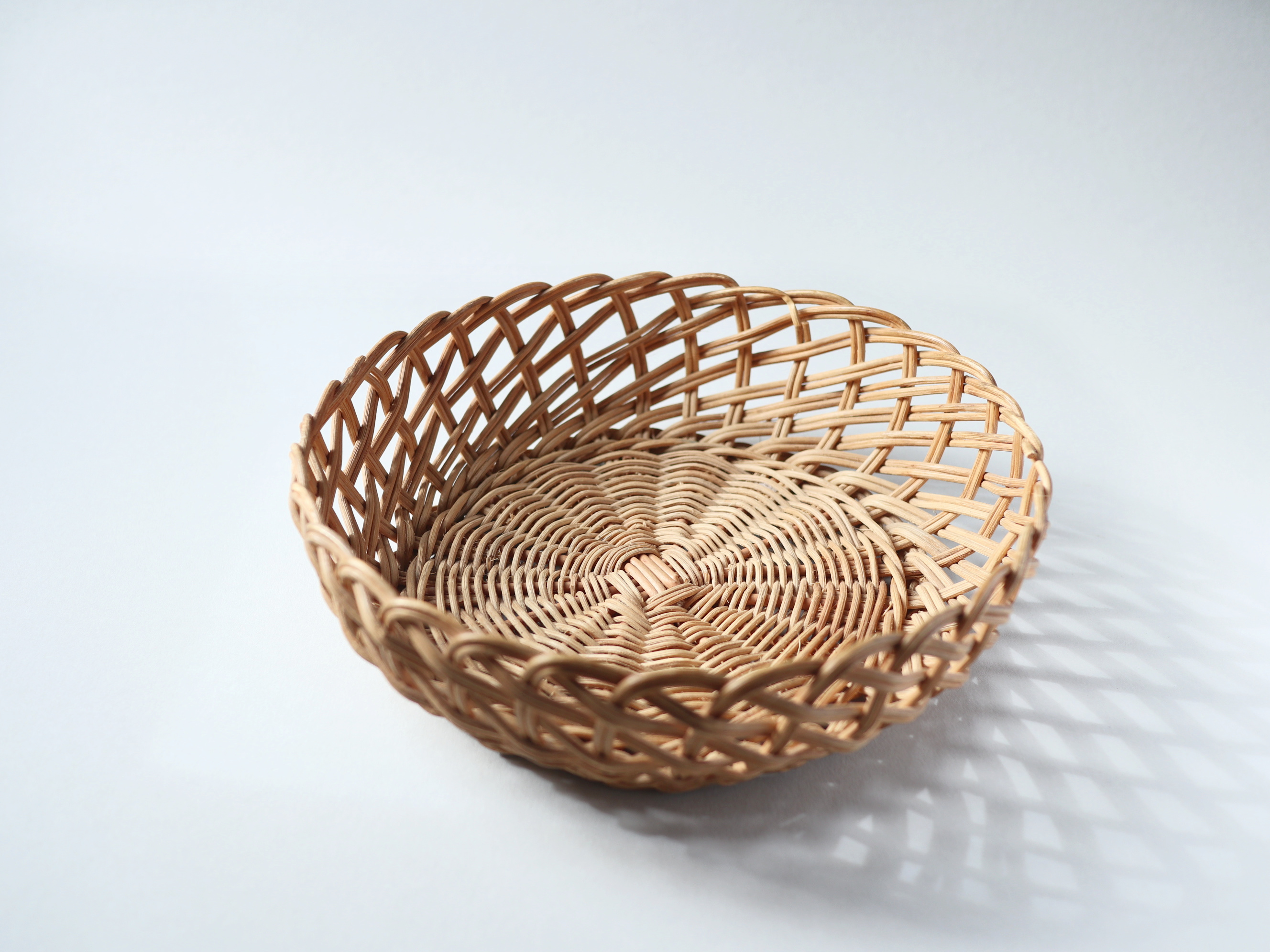 Vintage Woven Basket, Round Rattan Bowl, Rustic Fruit Basket - Image 2