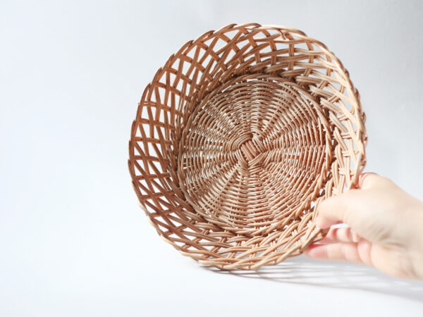 Vintage Woven Basket, Round Rattan Bowl, Rustic Fruit Basket - Image 3