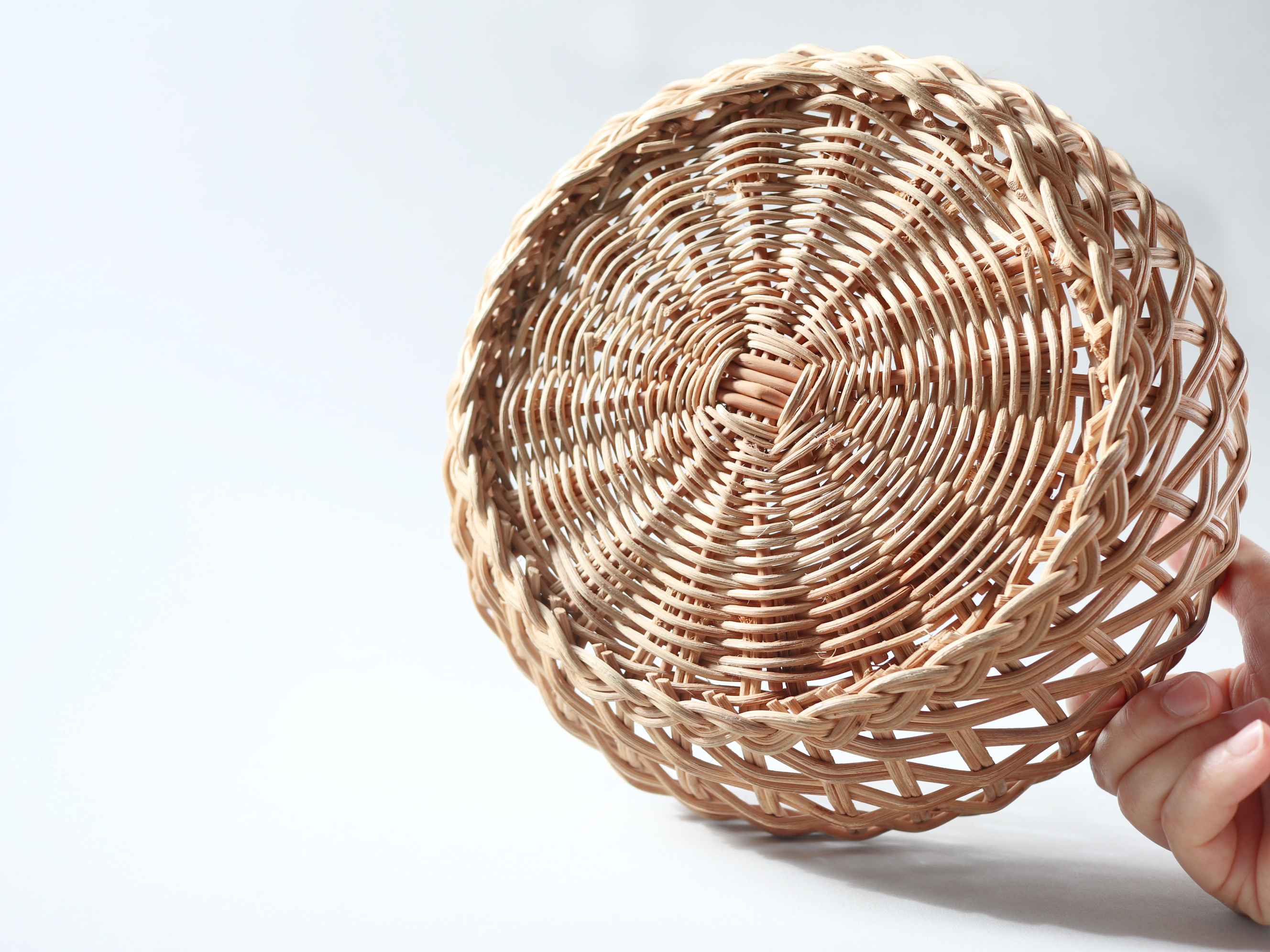 Vintage Woven Basket, Round Rattan Bowl, Rustic Fruit Basket - Image 6