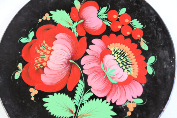 Hand-Painted Vintage Eastern European Floral Plate - Image 2
