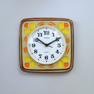 Funky Vintage Wall Clock, Yellow, Mid-Century