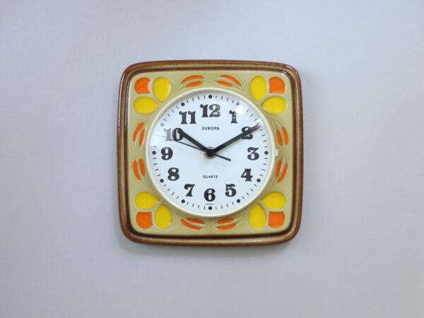 Funky Vintage Wall Clock, Yellow, Mid-Century