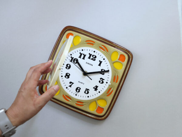 Funky Vintage Wall Clock, Yellow, Mid-Century - Image 2