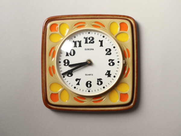 Funky Vintage Wall Clock, Yellow, Mid-Century - Image 7