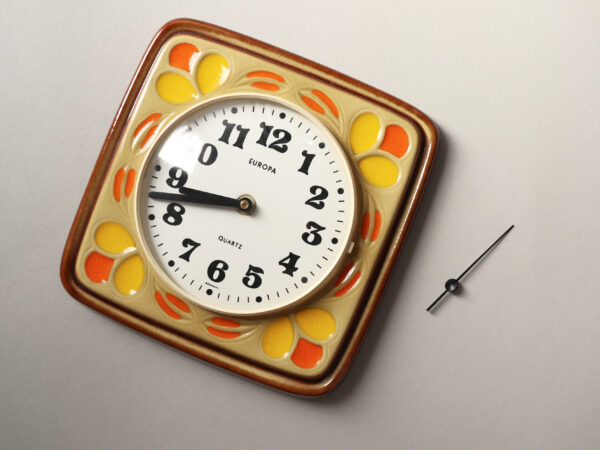 Funky Vintage Wall Clock, Yellow, Mid-Century - Image 6