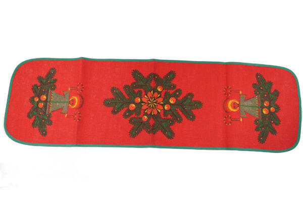 Vintage Christmas Table Runner, Red Green Holiday Decor, Retro Angel Print, Xmas, Midcentury Table Linen - Image 3