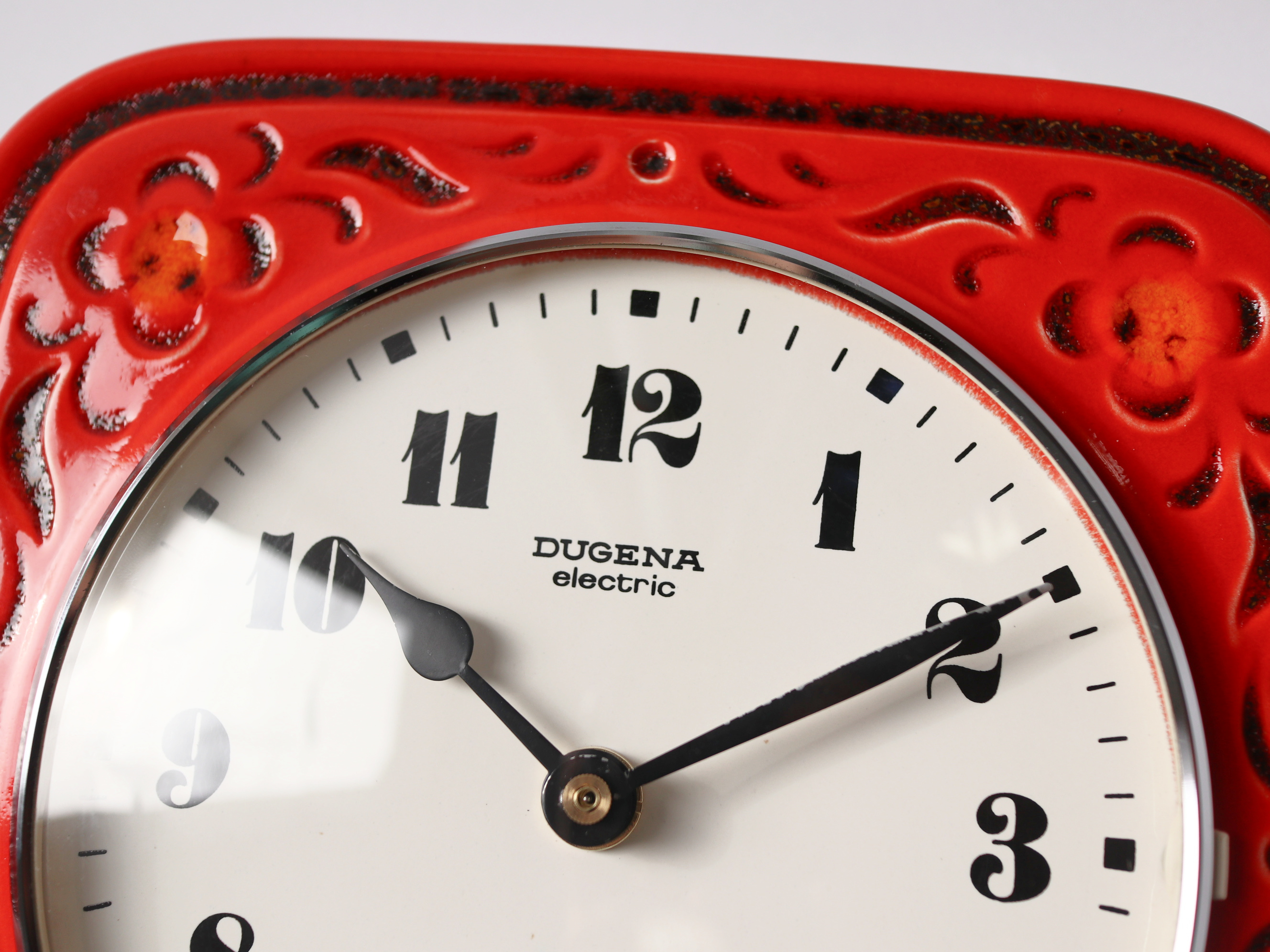 Vintage Wall Clock, 70s Dugena Ceramic Clock, Red Wall Clock - Image 2