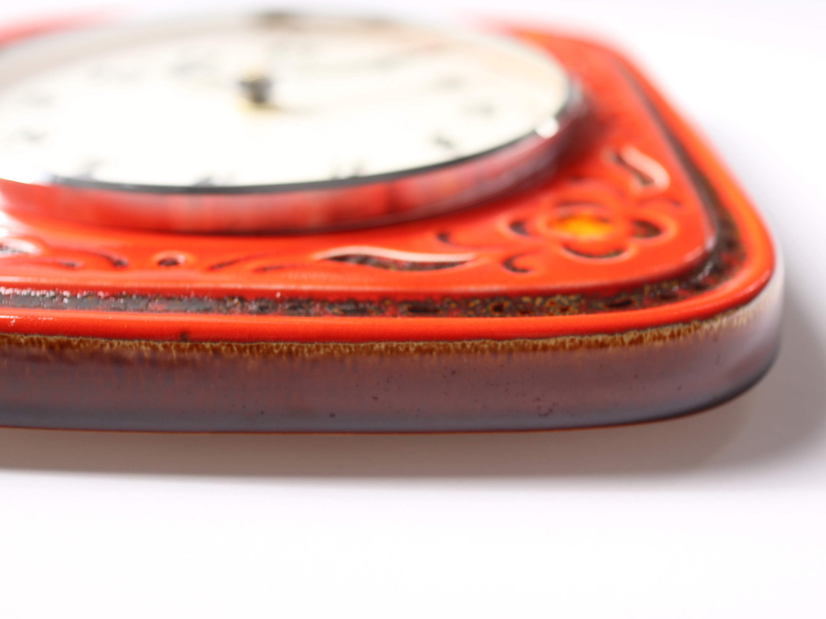 Vintage Wall Clock, 70s Dugena Ceramic Clock, Red Wall Clock - Image 4